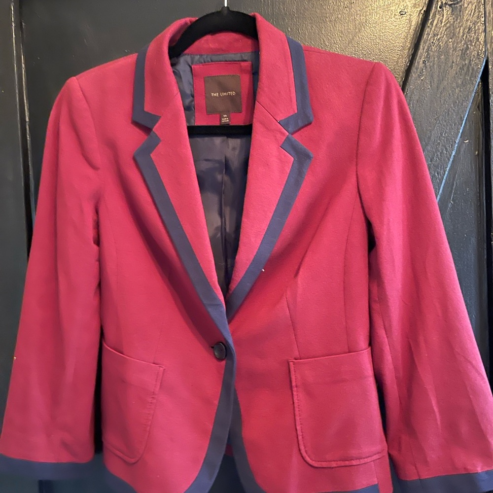 The Limited casual jacket. XS, red with navy trim.